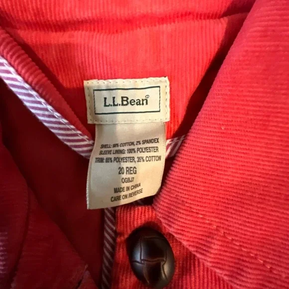 VTG LLBean Corduroy 14P Pants Suit Set 20P Jacket Pink Womens Embroidered Cuffs